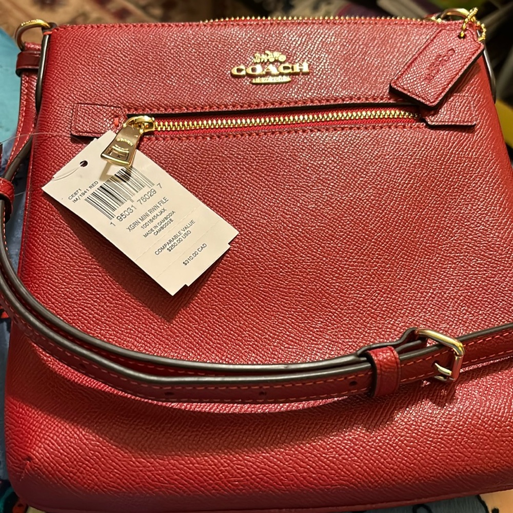 Coach red crossbody purse